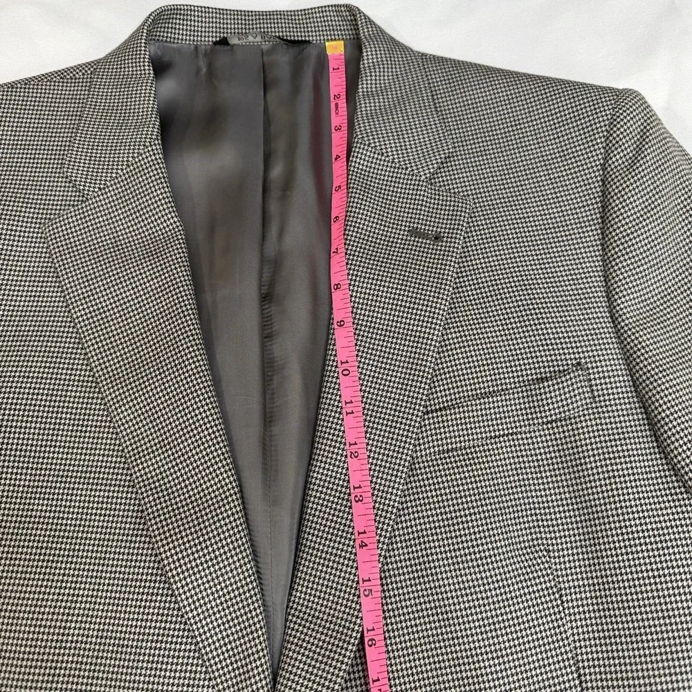 Jos A Bank Men 48L Black White Houndstooth Wool‎ Blazer Sport Coat Two Button